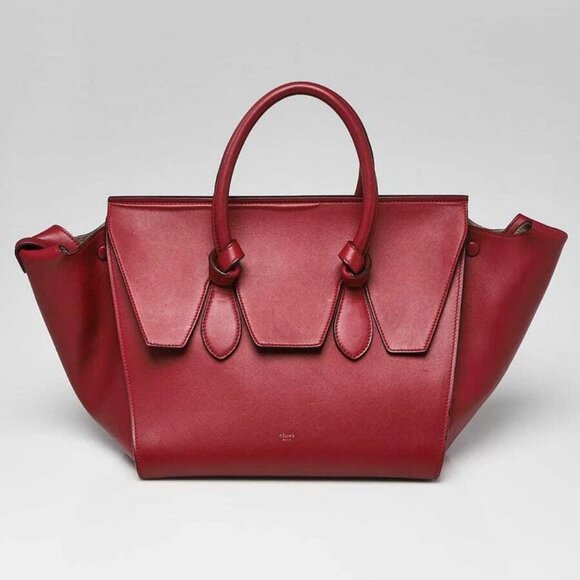 Celine Burgundy Smooth Leather Small Tie Tote Bag - Picture 1 of 10
